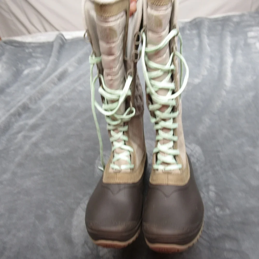 North Face Snow Boots Women 9 Brown Thermoball Utility Lace‎ Up Quilted Winter